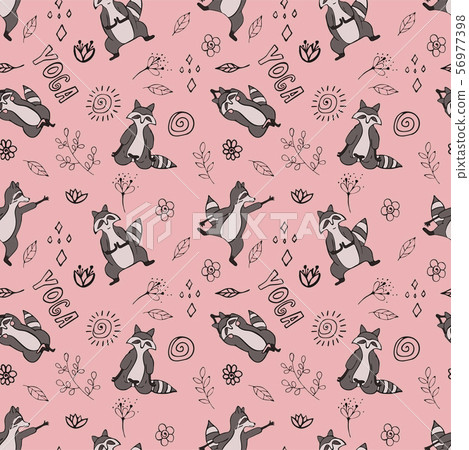 Design seamless pattern with raccoon in yoga asana 56977398