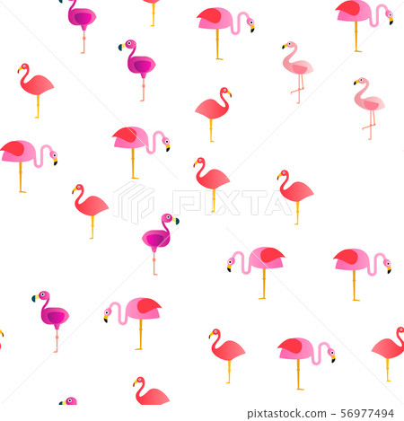 Bird Flamingo Vector Seamless Pattern - Stock Illustration [56977494 ...