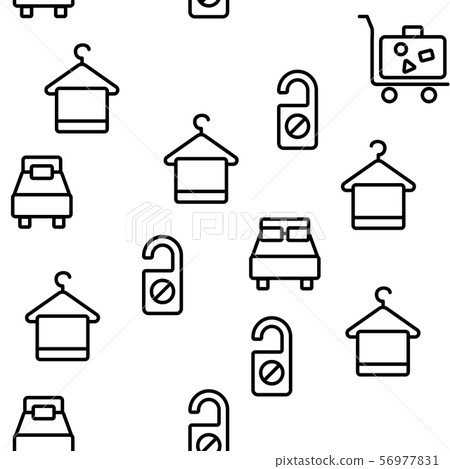 Hotel Accommodation, Room Amenities Vector Seamless Pattern 56977831