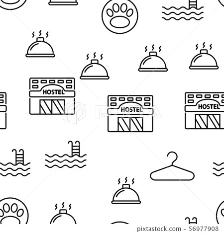 Hostel, Tourist Accommodation Vector Linear Icons Set 56977908