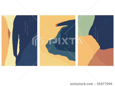 Abstract background with Japanese pattern vector. River landscape backdrop with geometric element.  56977999
