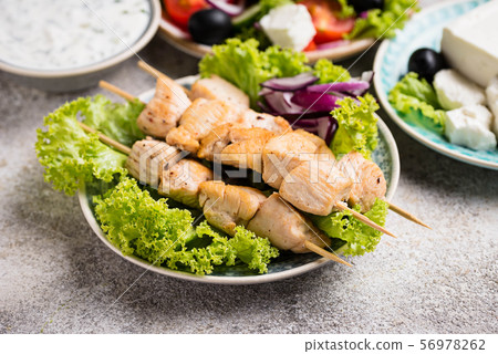 Traditional greek meat skewers souvlaki Traditional greek meat skewers souvlaki 56978262