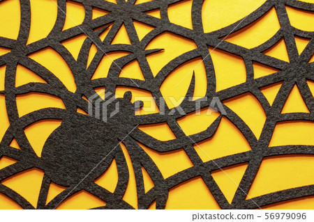 Halloween spider and cobweb black with orange back (orange background) 56979096