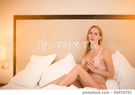 Hot Blonde On Bed