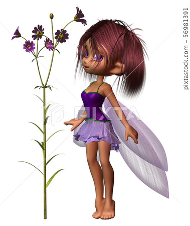 Pretty Toon Fairy with Purple Flowers Pretty Toon Fairy with Purple Flowers 56981391