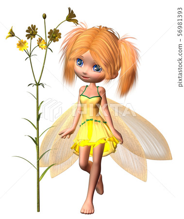 Pretty Toon Fairy with Yellow Flowers Pretty Toon Fairy with Yellow Flowers 56981393