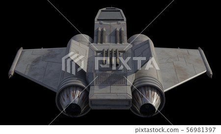 Single Seater Star Fighter Spaceship, Top Rear View 56981397