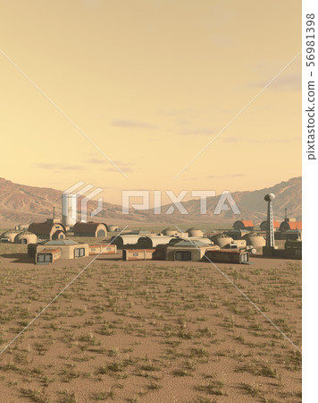 Farming Colony Outpost on a Desert Planet 56981398