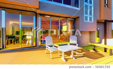Brand new dream home with front porch 3d rendering 56981785