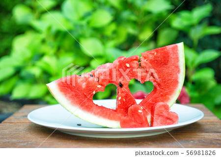 Watermelon hearts nature outdoors background 56981826