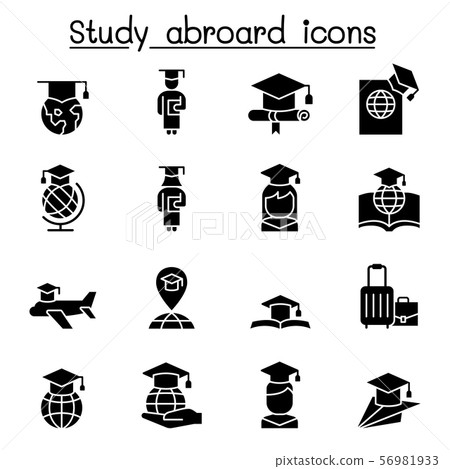 Study abroad & Graduation icon set 56981933