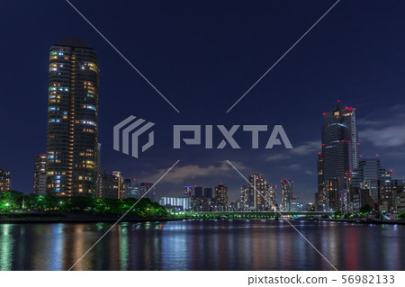 Spring night view of Tokyo waterfront Spring night view of Tokyo waterfront 56982133