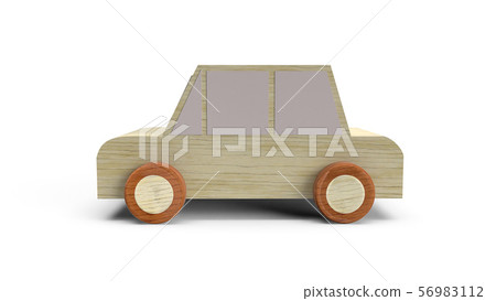 car wood toy on white background 3d-插圖素材 [56983112] - PIXTA圖庫