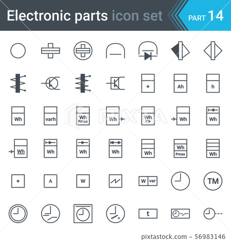 Electric and electronic circuit diagram symbols set of electrical instrumentation, meters, recorders, counters, integrators, registrars, clocks and timers 56983146