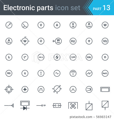 Electric and electronic circuit diagram symbols set of electrical instrumentation, meters and recorders Electric and electronic circuit diagram symbols set of electrical instrumentation, meters and recorders 56983147