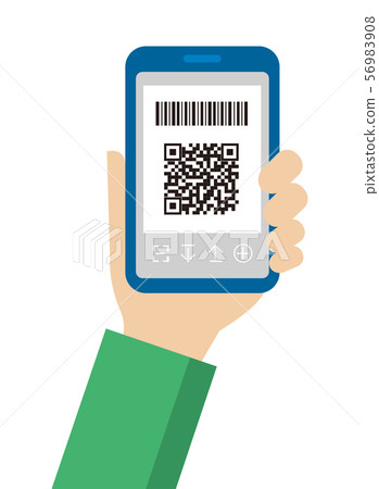 QR code payment / Bar code payment / Smartphone payment Smartphone screen Handheld illustration QR code payment / Bar code payment / Smartphone payment Smartphone screen Handheld illustration 56983908