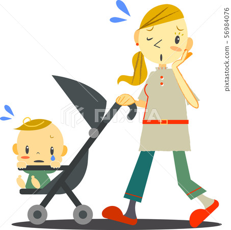 嬰兒車父母和孩子（外國人） 56984076
