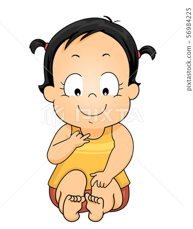 Kid Girl Toddler Count Finger Feet Illustration 56984225