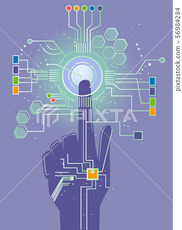 Hand Sensor Technology Illustration - Stock Illustration [56984284] - PIXTA