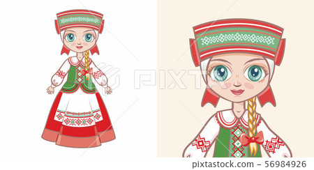 Belarusian girl in national costume 56984926