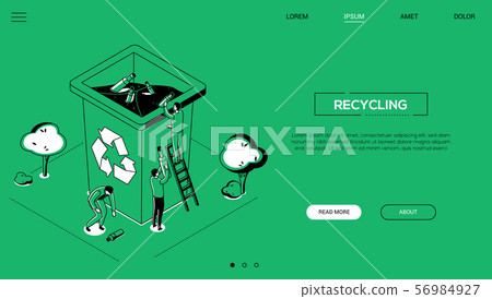 Recycling - line design style isometric web banner 56984927
