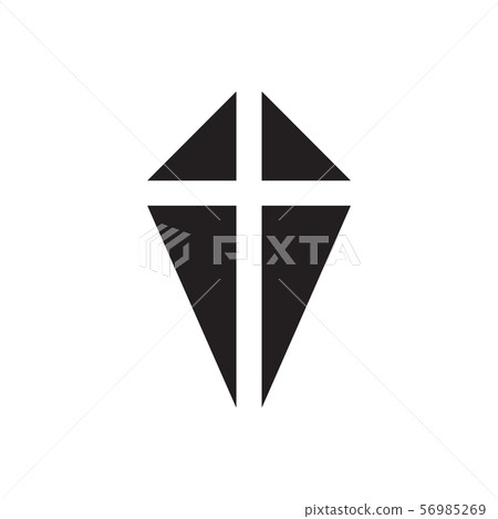 Christian symbol, black gravestone cross icon. Funeral services logo template. Isolated vector Christian symbol, black gravestone cross icon. Funeral services logo template. Isolated vector 56985269