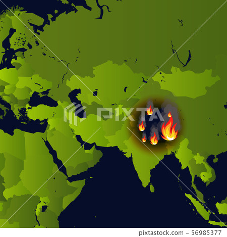 Forest Fires Banner Fire Place On Map Stock Illustration