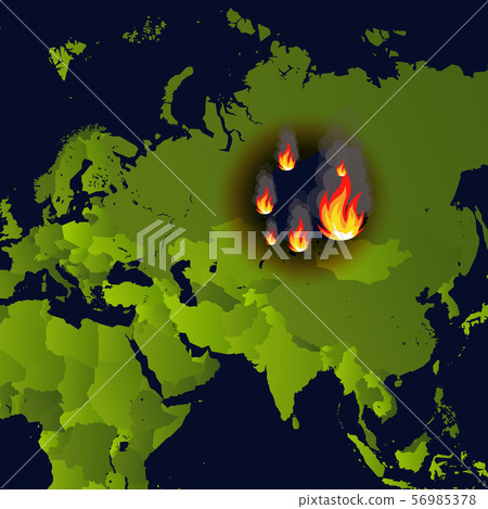 Forest Fires Banner Fire Place On Map Stock Illustration