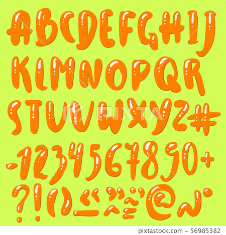 Simple glossy orange font. Lollipop vector alphabet. Simple glossy orange font. Lollipop vector alphabet. 56985382