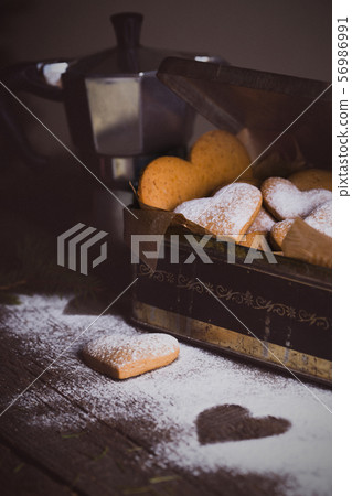 ginger cookies in the form of hearts 56986991
