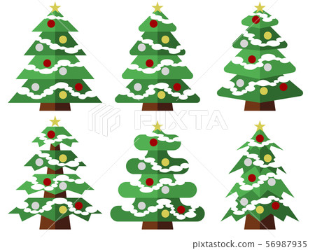 Gorgeous Christmas tree illustration material set 56987935