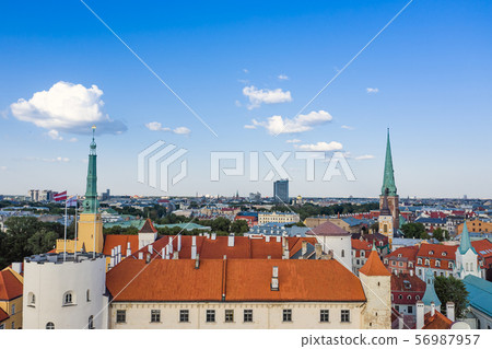 The panoramic views of Riga and Riga castle 56987957
