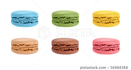 Set of macaron cookies isolated on white 56988368