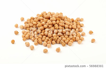 Close up heap of chickpea beans isolated on white Close up heap of chickpea beans isolated on white 56988381