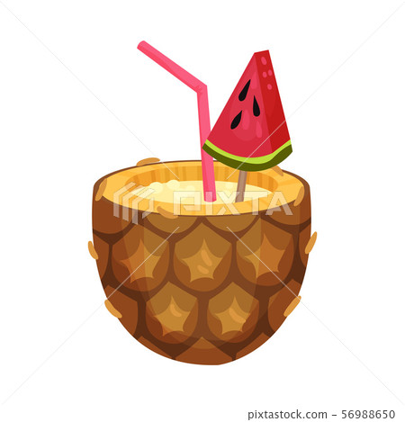 Cocktail in pineapple. Vector illustration on a... - Stock Illustration ...