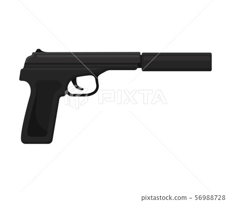 Gun with a silencer. Vector illustration on a white background. Gun with a silencer. Vector illustration on a white background. 56988728