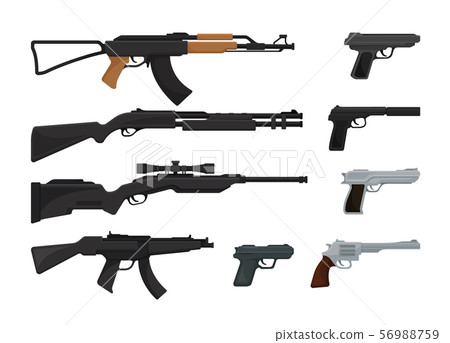 Set of small arms. Vector illustration on a white background. Set of small arms. Vector illustration on a white background. 56988759