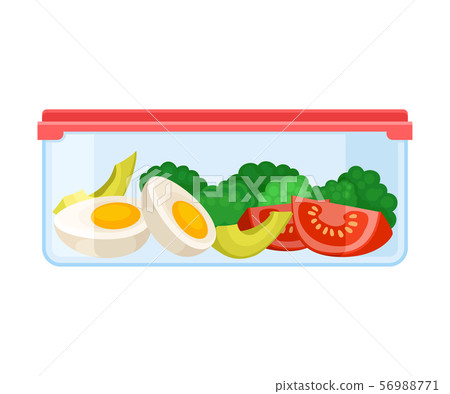 ontainer with slices of vegetables under a red lid. Vector illustration on a white background. ontainer with slices of vegetables under a red lid. Vector illustration on a white background. 56988771