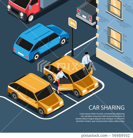 Car Sharing Isometric Composition  56989502