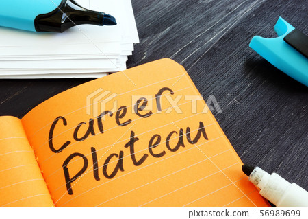 Career plateau concept. Note pad and markers. Career plateau concept. Note pad and markers. 56989699