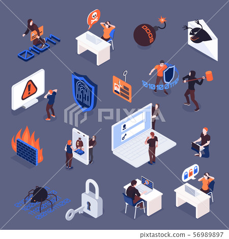 Cyber Security Isometric Icons Set 56989897