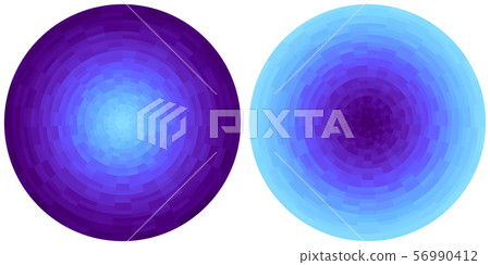 Set of 2 bright abstract purple and cyan radial gradient circles isolated on white background. Set of 2 bright abstract purple and cyan radial gradient circles isolated on white background. 56990412