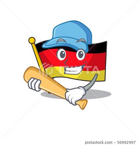 Playing baseball germany flag cartoon isolated the mascot Playing baseball germany flag cartoon isolated the mascot 56992997