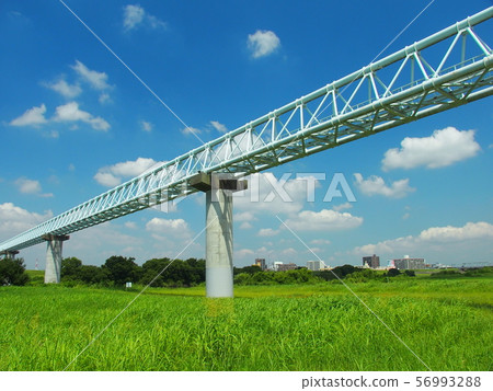夏季江戶川河床和天然氣管道景觀 夏季江戶川河床和天然氣管道景觀 56993288