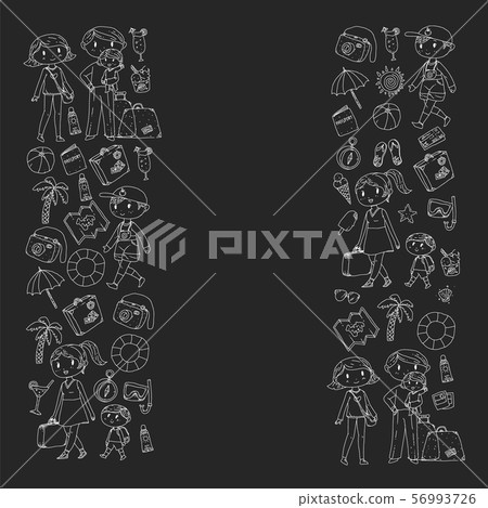 Vector pattern with travel and beach icons. Vector pattern with travel and beach icons. 56993726