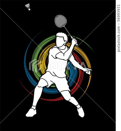 Badminton player action cartoon graphic vector. Badminton player action cartoon graphic vector. 56993931