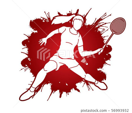Badminton player action cartoon graphic vector. 56993932
