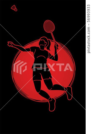 Badminton player action cartoon graphic vector. 56993933