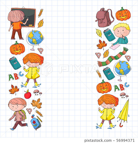 Back to school vector pattern. Education icons for children. 56994371