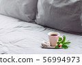 breakfast, morning, bed. coffee, donut,flower, 56994973
